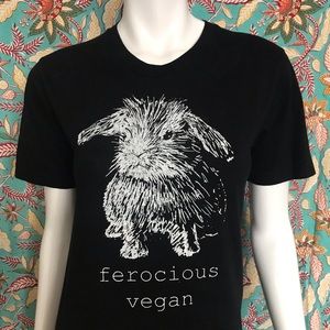 American Apparel LA California “ferocious vegan” Slim X-Long T-Shirt Size Small